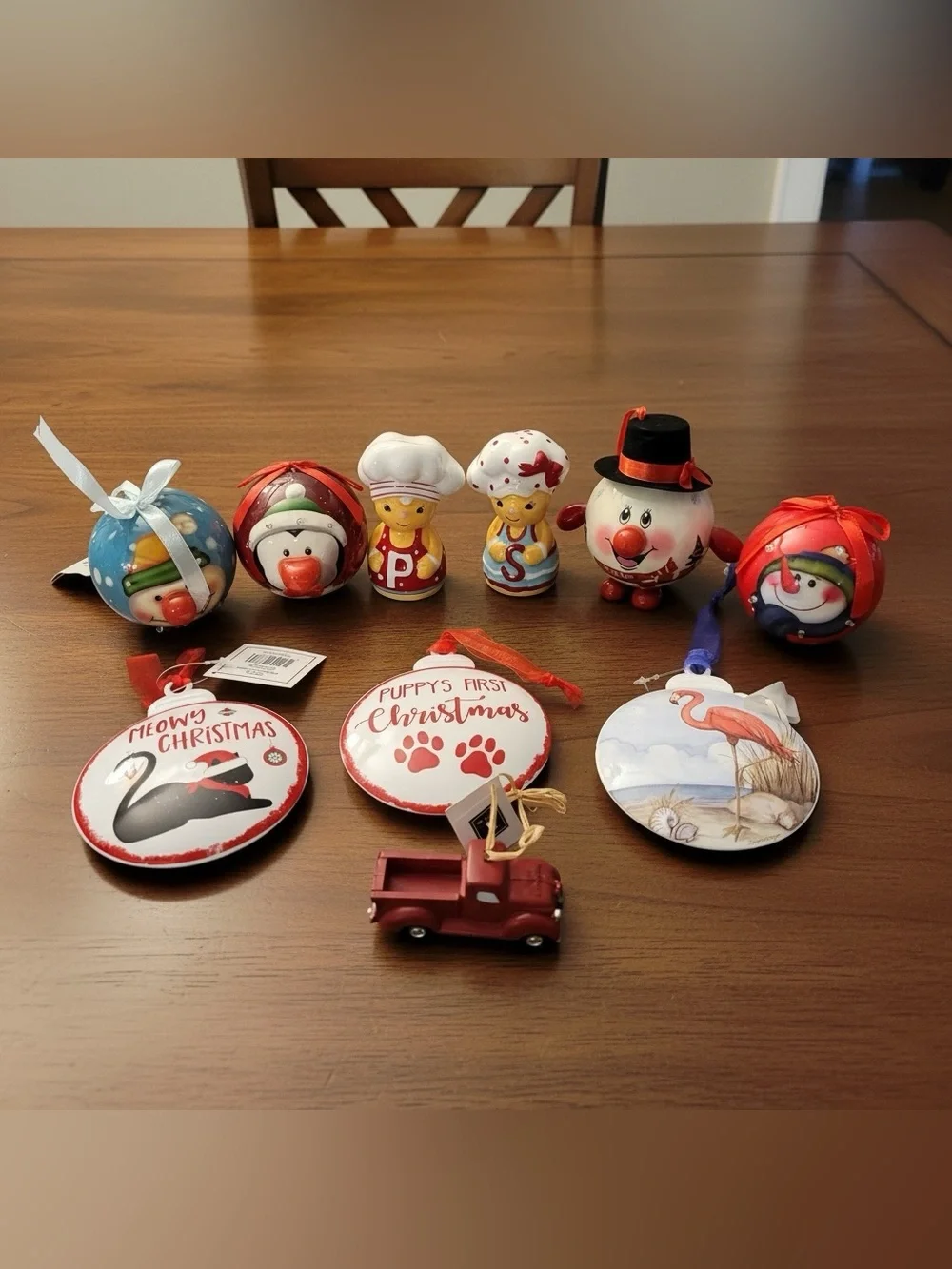 BUNDLE - NWT 9-Piece Christmas Holiday Decor Lot Ornaments + Salt Pepper Set